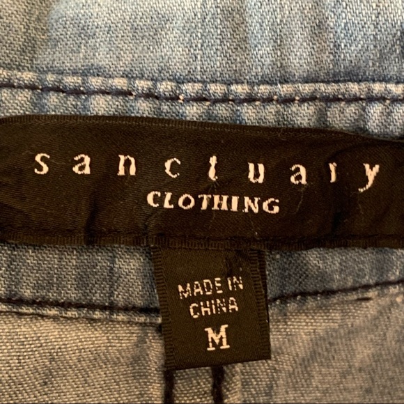 Sanctuary Chambray Shirt Womens Size M Button Front Long Sleeve Blue - Picture 7 of 8